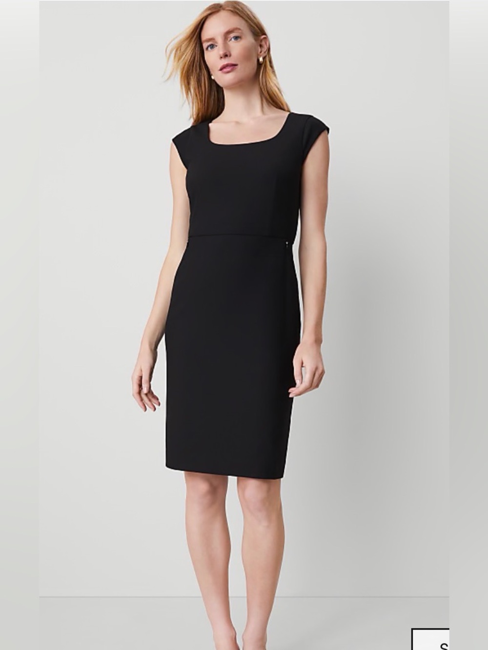 Ann Taylor Petite Classic Black Scoop Neck Sheath Dress